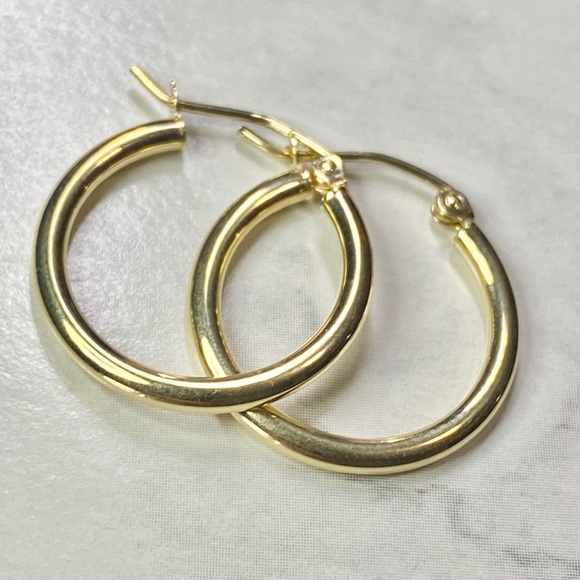 14K Gold Trendy Round Hoop Earrings
